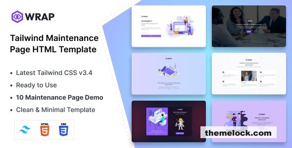 Wrap – Tailwind CSS Maintenance Page HTML Template