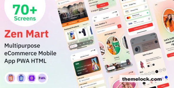 Zen Mart - Multipurpose eCommerce Store Mobile App PWA HTML Template