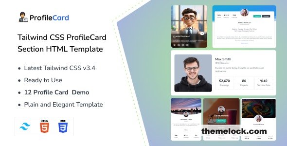 ProfileCard - Tailwind CSS Profile Card HTML Template