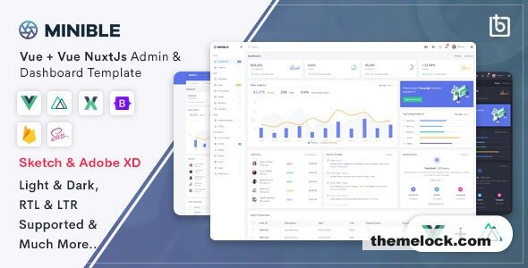 Minible v1.3.0 - Vue & Vue Nuxt Admin Dashboard Template