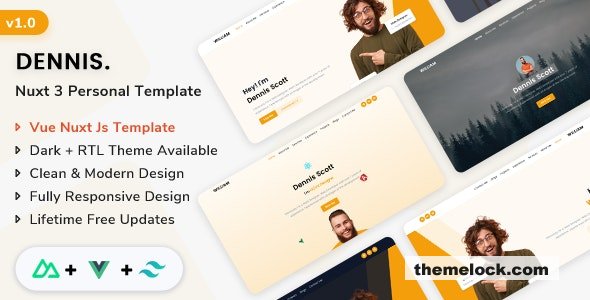 Dennis - Vue Nuxt.js Personal & Minimal Portfolio Template