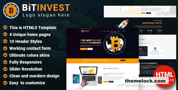 Bitinvest - Bitcoin Crypto Currency Template