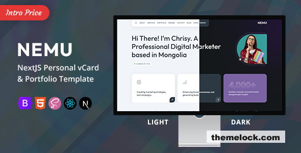 Nemu - NextJS Personal vCard/Portfolio Template