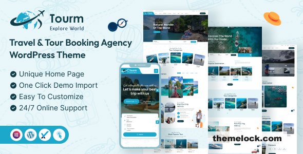 Tourm v1.0.0 - Travel & Tour Booking Agency WordPress Theme