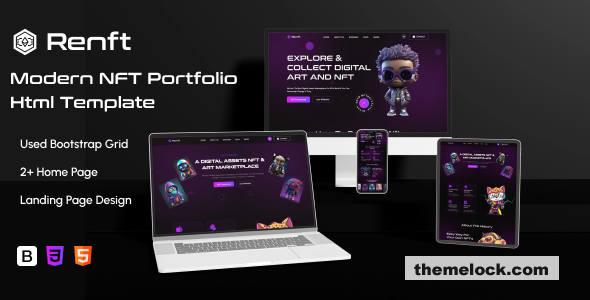 Renft - NFT Portfolio landing page HTML Template