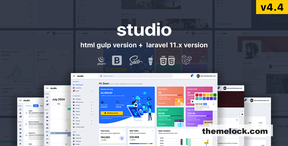 Studio v4.4 - HTML & Laravel 11.x Bootstrap 5 Admin Template