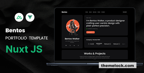 Bentos - Personal Portfolio Nuxt js Template