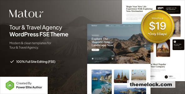 Matour v1.0 – Tour & Travel Agency FSE WordPress Theme