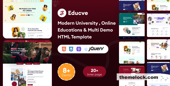 Educve - University, Online Courses & Multi Demo Education HTML Template