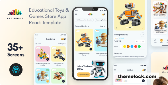 BrainNest - Educational Toys & Games Store React Mobile App - PWA