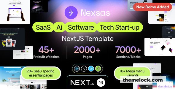 Nexsas v2.6.0 - SaaS & AI Startup Next.js Template